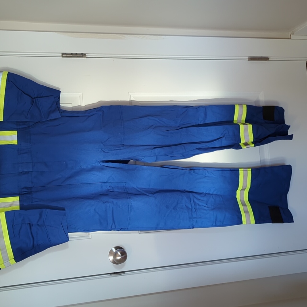 Blue Coveralls with Reflective Stripes - Picture 2 of 11